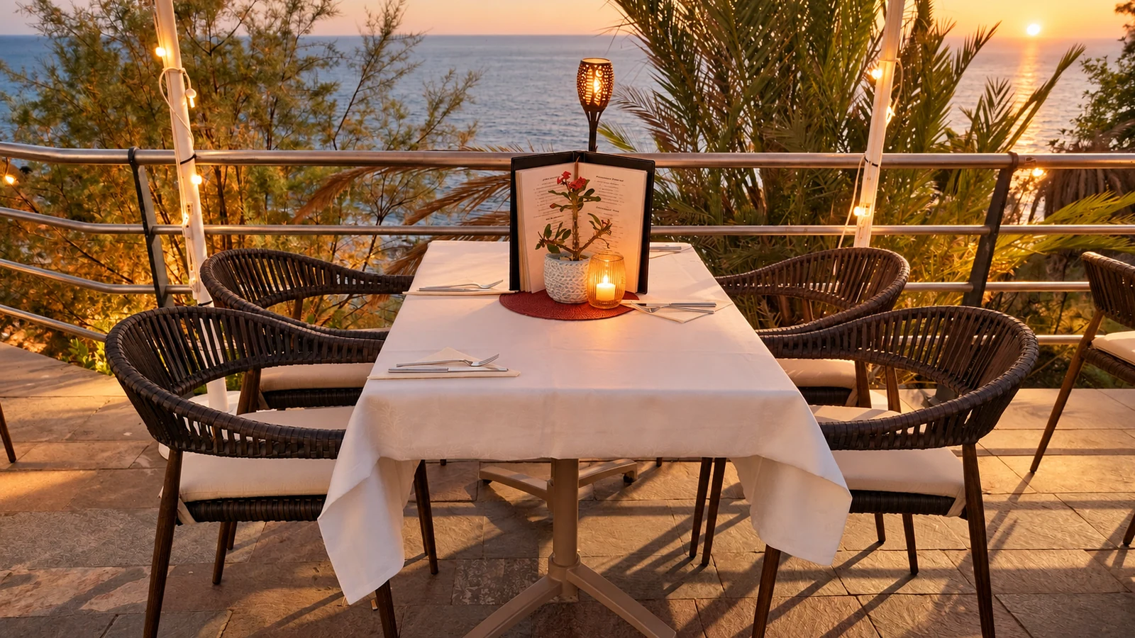 Table set for dinner at Eulenspiegel Tenerife
