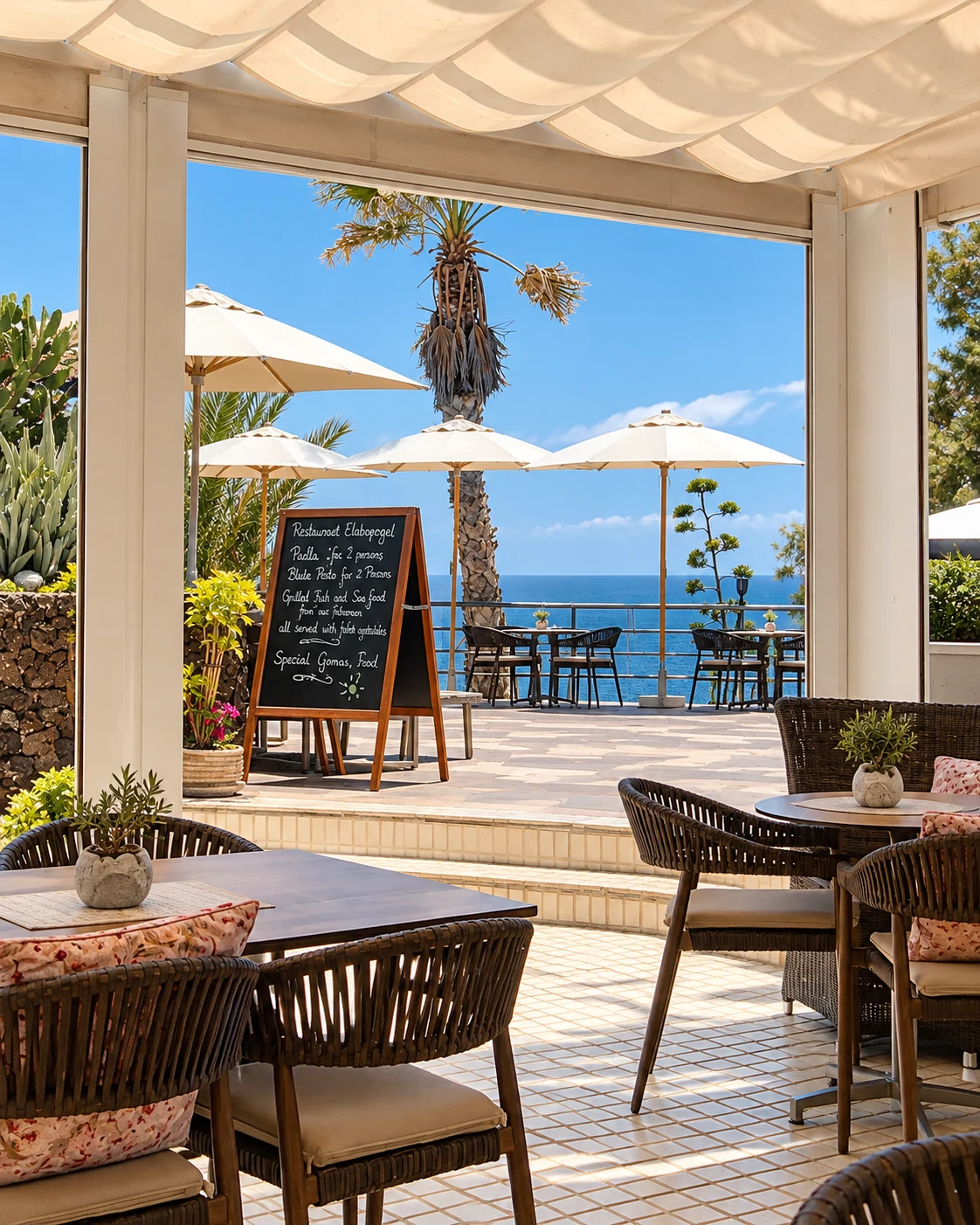 Guests on the terrace at Eulenspiegel Tenerife